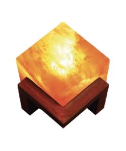 Lampada di Sale Himalaya Cubo su Legno BiciBio Bioprofumeria